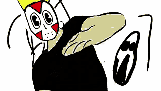 a cartoon drawing of a man standing over another man