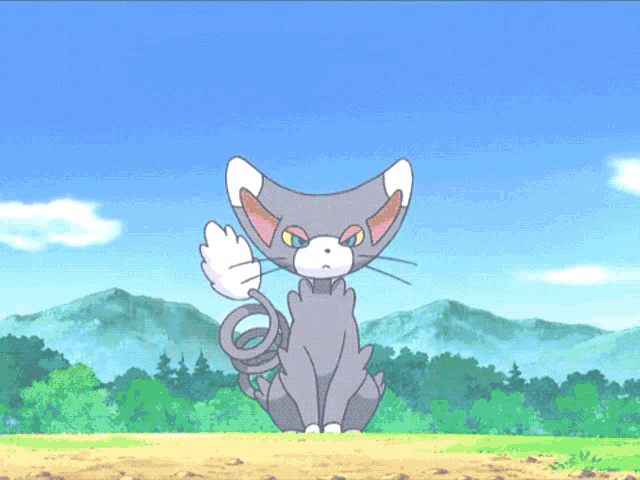 a cartoon drawing of a cat with wings and a blue sky in the background