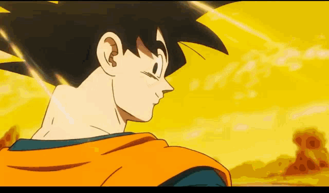 a close up of a cartoon character named goku