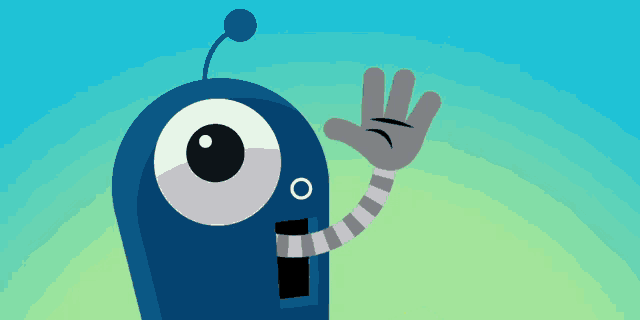 a cartoon drawing of a robot waving
