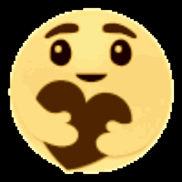 a pixel art illustration of a smiley face with a heart in its mouth .