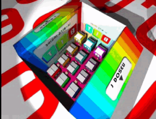 a rainbow colored box with the word doseu on the bottom