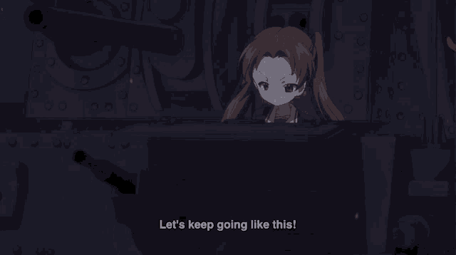 a girl in a tank with the words let 's keep going like this