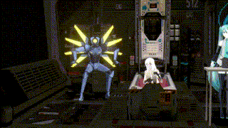 a computer generated image of a robot and a girl