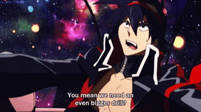 a cartoon character is asking if he needs an even bigger drill