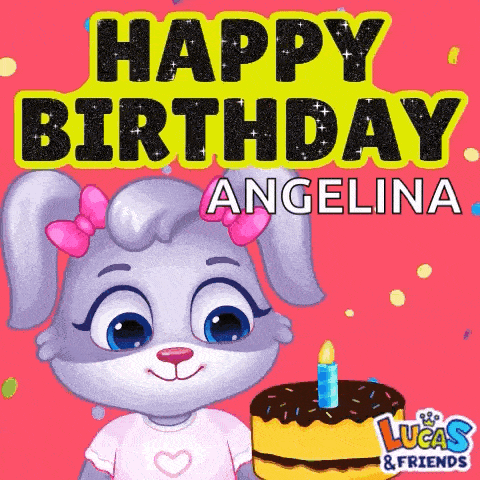 a lucas and friends greeting card for angelina 's birthday