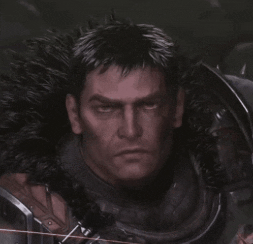 a close up of a man 's face with a fur collar around his neck