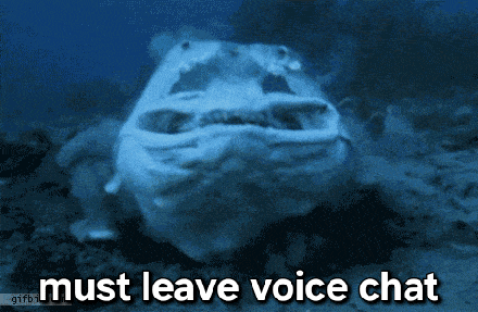 a picture of a fish with the words " must leave voice chat " underneath it