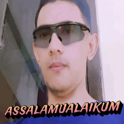 a man wearing sunglasses says assalamualaikum on the bottom right