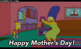 a cartoon of bart simpson and marge simpson with the words happy mother 's day