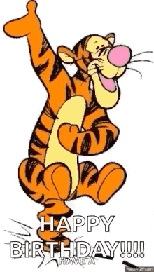 tigger from winnie the pooh is giving a thumbs up and saying happy birthday !