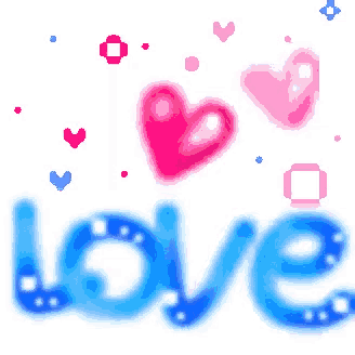 the word love is surrounded by pink hearts