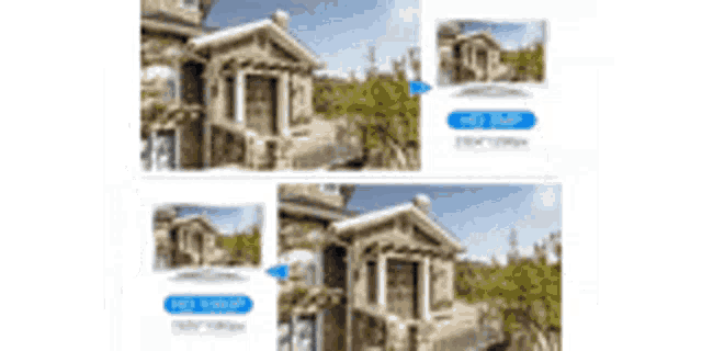 a before and after picture of a house with a blurred background