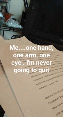 Me Doing Homework With One Arm GIF