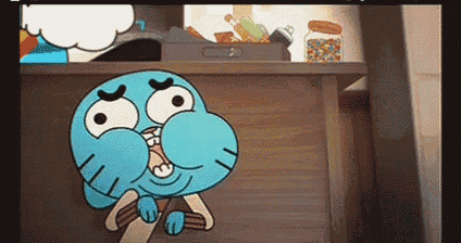 gumball from the amazing world of gumball is sitting at a table