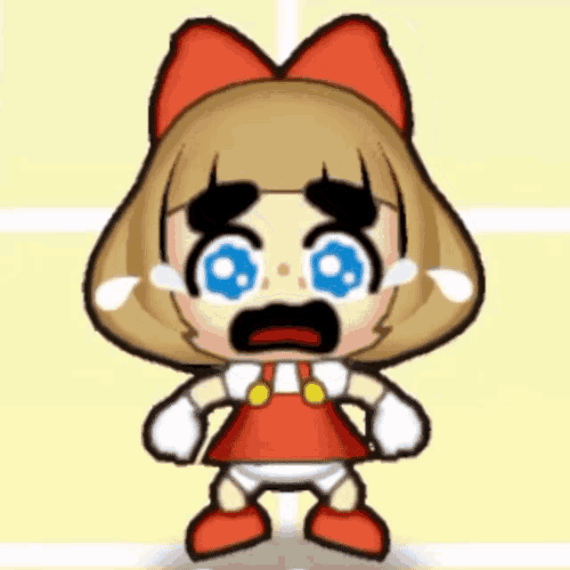 a cartoon character is crying with tears running down her face