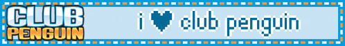 a banner that says club penguin with a heart in the middle