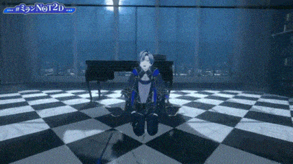 a video game character is kneeling down on a checkered floor .