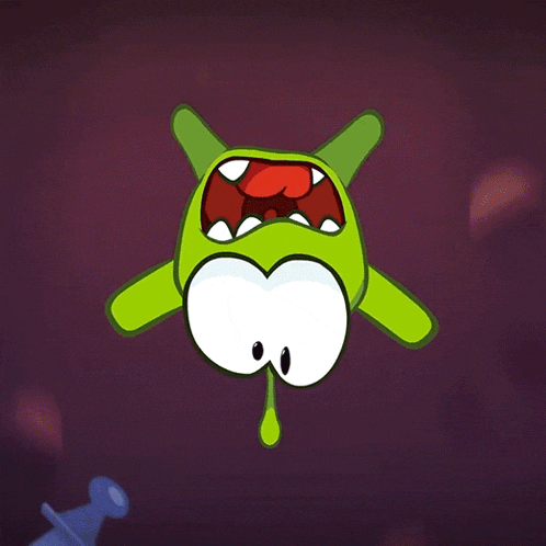 a green cartoon character with a big mouth is screaming