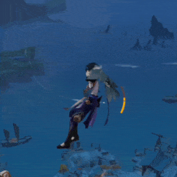 a cartoon character with wings and a sword is flying in the air
