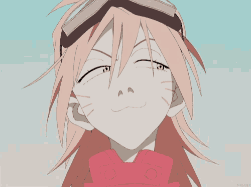 a drawing of a girl with pink hair and goggles