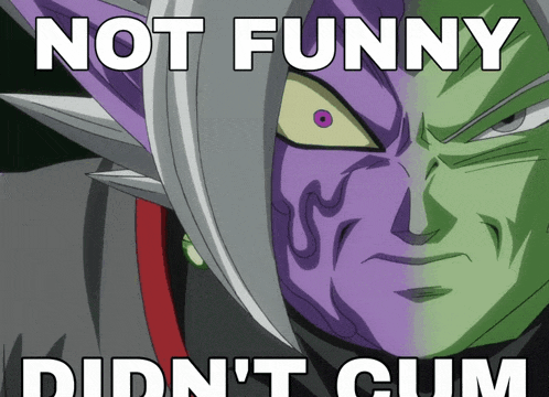 a picture of a cartoon character with the words not funny didn 't cum