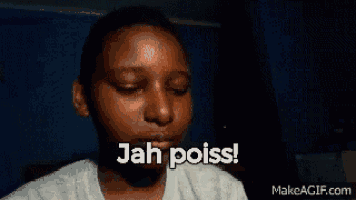a man with his mouth open and the words jah poiss written on his face