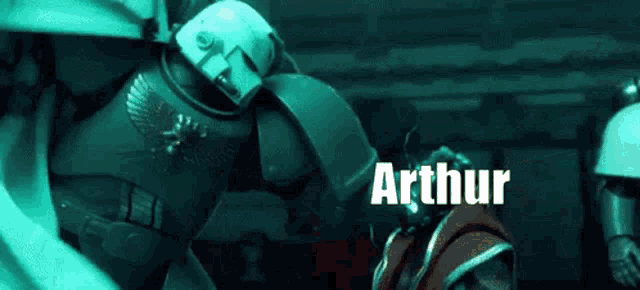 a robot with the name arthur on it is standing next to another robot