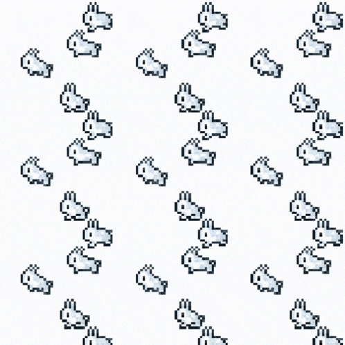 a seamless pattern of pixelated rabbits on a white background .