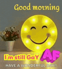 a picture of a smiley face that says good morning