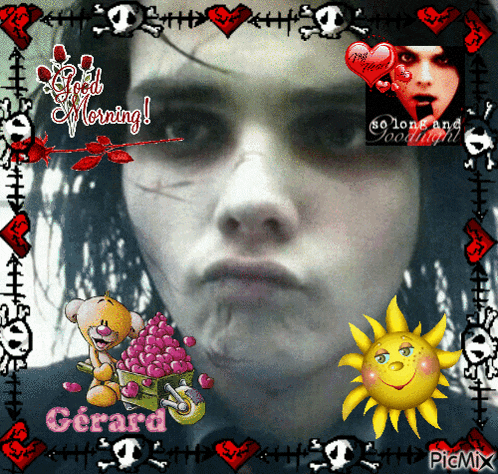 a picture of a person with the name gerard on the bottom right