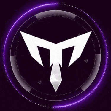 a purple and white logo with a triangle in the middle