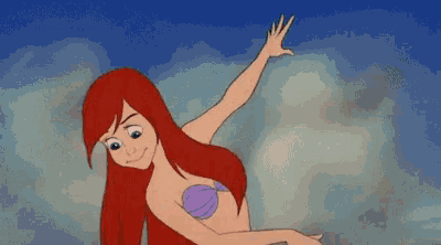 a cartoon of ariel from the little mermaid is dancing in the ocean .