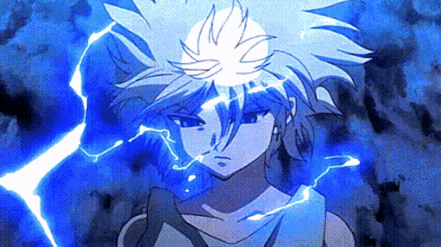 a cartoon character with a lightning bolt coming out of his head