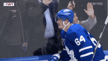 a toronto maple leafs hockey player wearing number 64