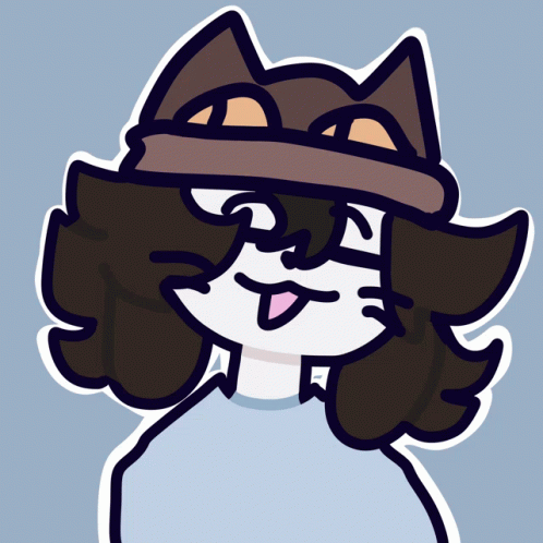 a cartoon drawing of a person wearing a cat hat