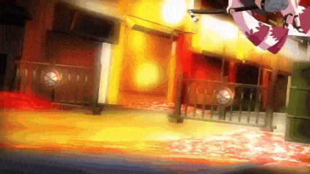 a cartoon of a girl flying through the air