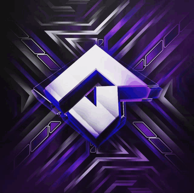 a purple background with a white triangle in the center