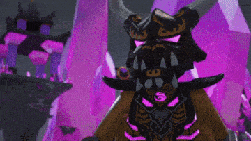 a lego ninjago character with a purple background and a number 6 on his back