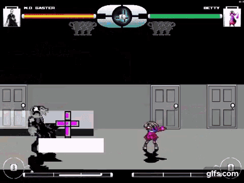 a video game with betty and m.o gaster