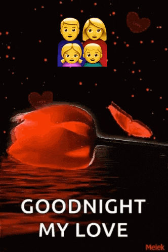 a goodnight my love greeting card with hearts and emojis