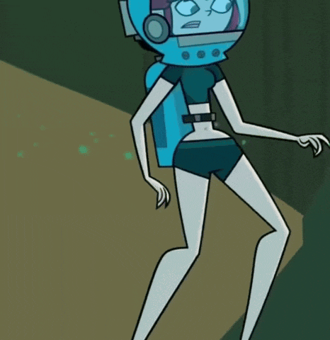a cartoon character with a helmet on her head is holding a helmet with a face on it