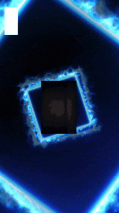 a black square in the middle of a blue glowing circle
