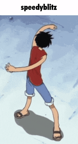monkey d luffy from one piece is dancing in a cartoon