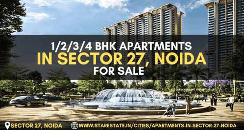 an advertisement for bhk apartments in sector 27 noida for sale