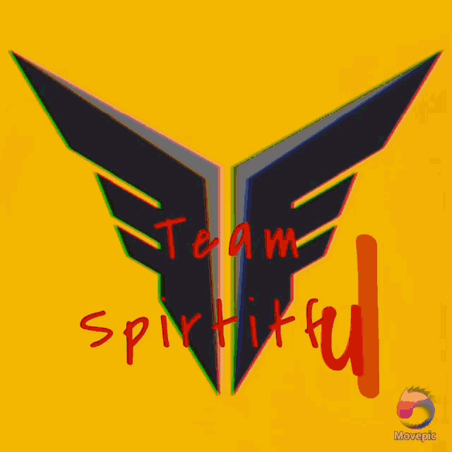 a yellow background with a red green and blue triangle and the word movepie below it