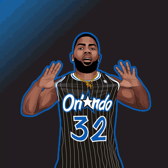a man wearing a jersey that says orlando 32 on it