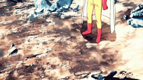 a cartoon of a man standing on a rocky ground