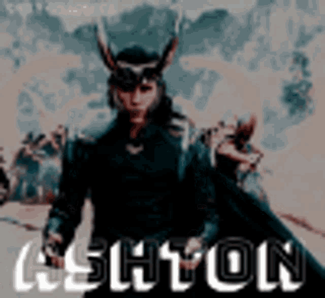 a poster of loki from avengers : age of ultron with the name ashton on it .