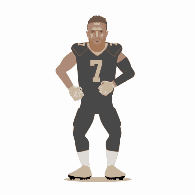 a football player with the number 7 on his jersey is standing with his hands on his hips